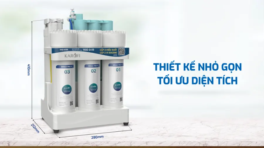 Thiết kế nhỏ gọn - Tiết kiệm không gian - Máy lọc nước Karofi KAQ-UC05