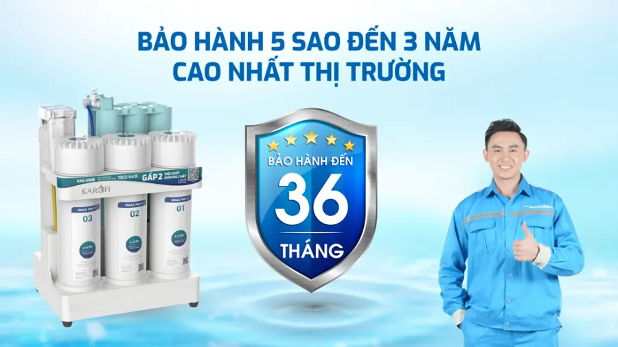 Bảo hành đến 36 tháng - cao nhất thị trường - Máy lọc nước Karofi KAQ-US08