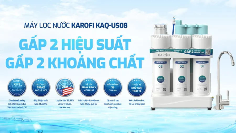 Tăng cường khoáng chất - sống trẻ mỗi ngày - Máy lọc nước Karofi KAQ-US08