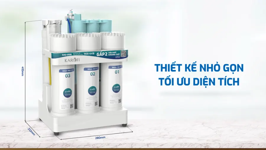 Thiết kế nhỏ gọn - tối ưu diện tích - Máy lọc nước Karofi KAQ-US08