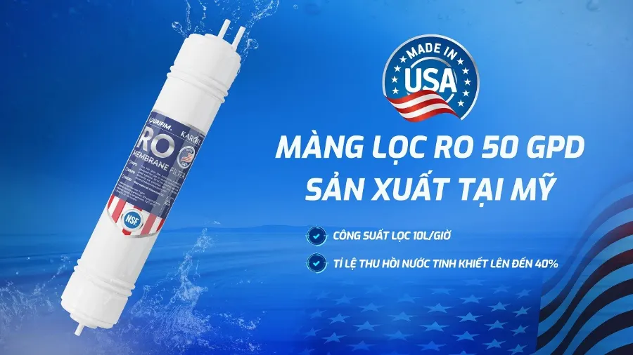 Màng RO 50 GPD sản xuất tại mỹ - Máy lọc nước Karofi KSI90 PRO
