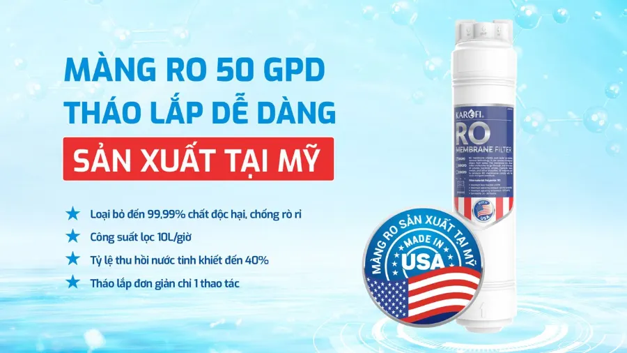 Màng RO 50 GPD thay nhanh sản xuất tại mỹ – Máy lọc nước Karofi KAQ-M22 - Máy lọc nước Karofi KAQ-M22