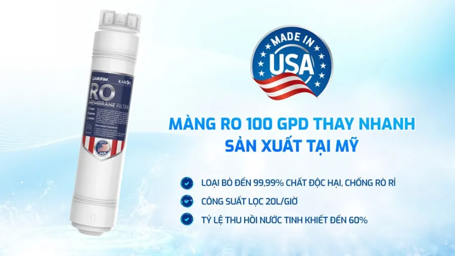 Màng RO sản xuất tại mỹ - Máy lọc nước nóng lạnh Karofi KAD-M29