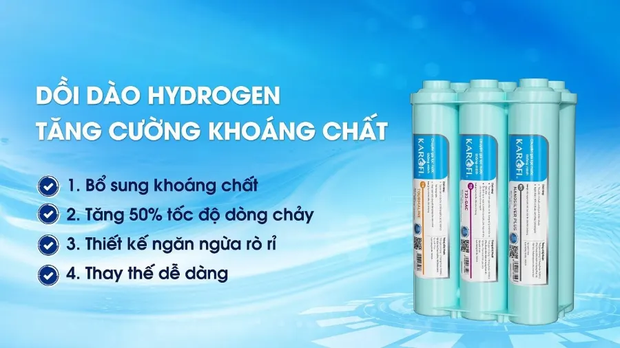 Dồi dào hydrogen - tăng cường khoáng chất - Máy lọc nước nóng lạnh Karofi KAD-M59