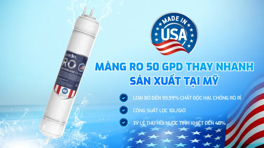 Màng RO sản xuất tại mỹ - Máy lọc nước nóng lạnh Karofi KAD-M68