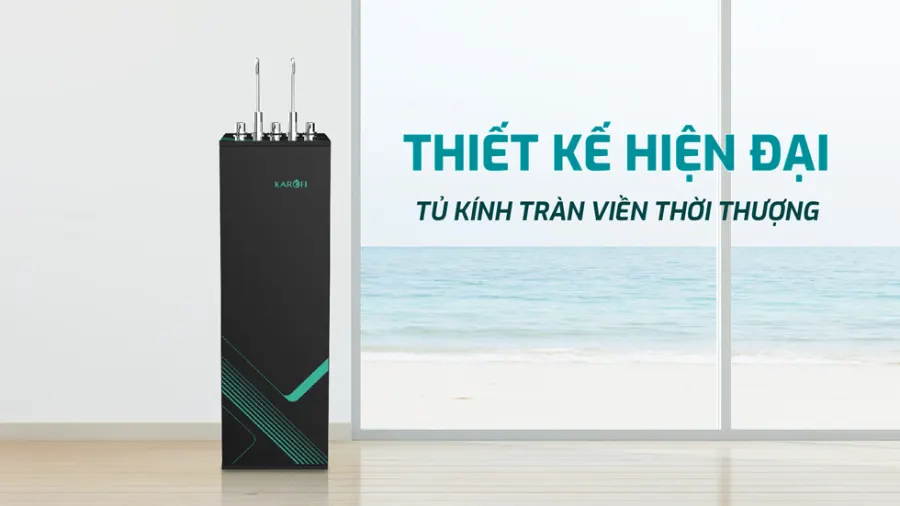 Thiết kế hiện đại - Tủ kính tràn viền thời thượng - Máy lọc nước nóng lạnh Karofi KAD-M68