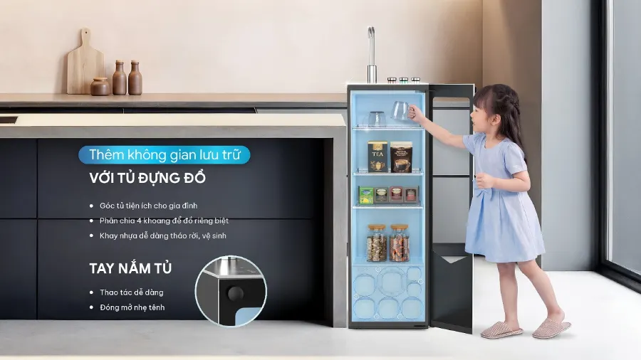 Thiết kế lưu trữ tích hợp - thao tác thuận tiện mọi lúc – Máy lọc nước nóng lạnh Karofi PLATINUM L26 - Máy lọc nước nóng lạnh Karofi PLATINUM L26