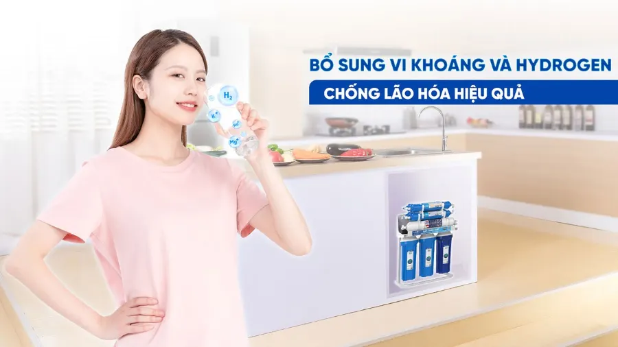 Bổ sung Hydrogen, ion kiềm và khoáng chất - Máy lọc nước Karofi KHY-TN100