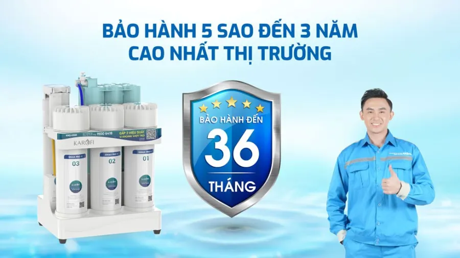 Thời gian bảo hành đến 3 năm - Máy lọc nước Karofi KAQ-U50K