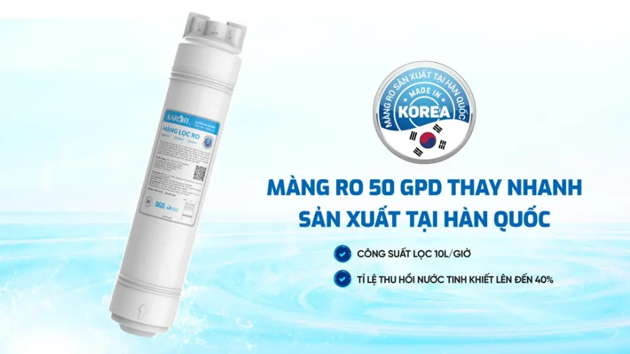 Màng lọc RO 50 GPD thay nhanh sản xuất tại Hàn Quốc - Máy lọc nước Karofi KAQ-U50K