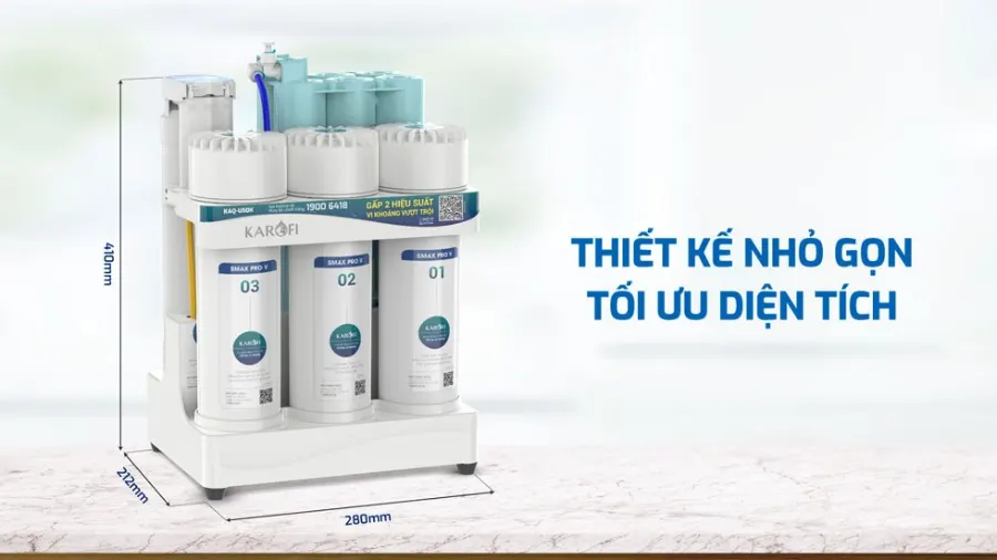 Thiết kế nhỏ gọn - Tiết kiệm không gian - Máy lọc nước Karofi KAQ-U50K