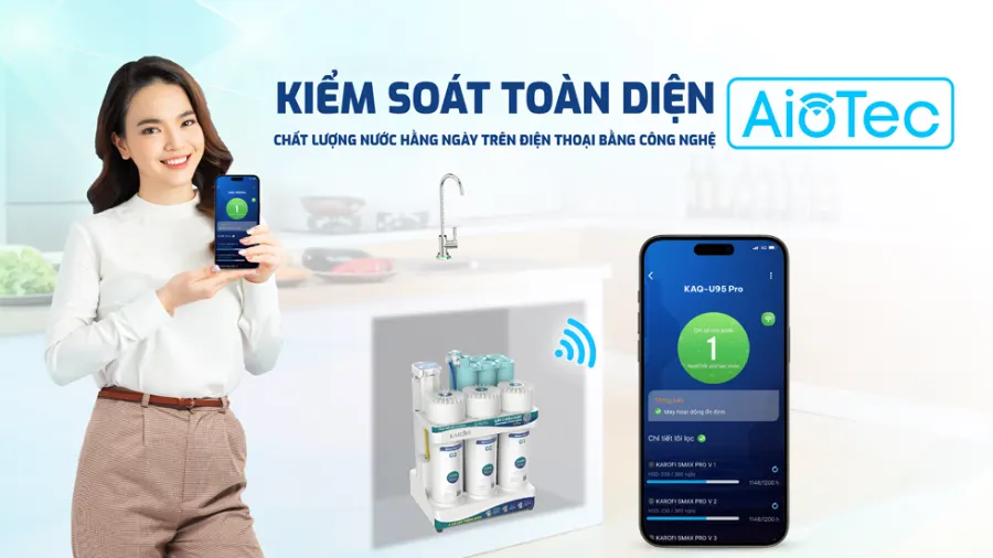 Công nghệ AioTec: giám sát từ xa - an tâm toàn diện – Máy lọc nước Karofi KAQ-U95 Pro - Máy lọc nước Karofi KAQ-U95 Pro