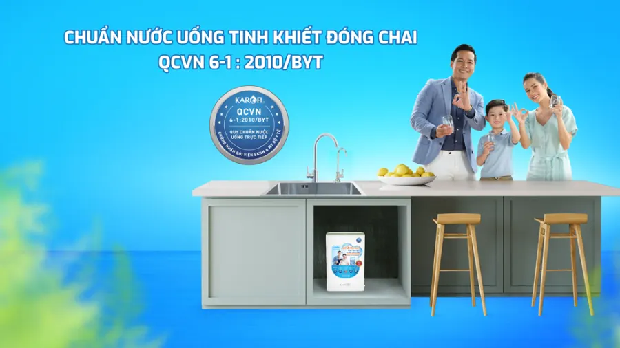 Nước sau lọc đạt chuẩn nước uống tinh khiết đóng chai qcvn 6-1:2010/BYT – Máy lọc nước Karofi KAQ-U98 PRO - Máy lọc nước Karofi KAQ-U98 PRO