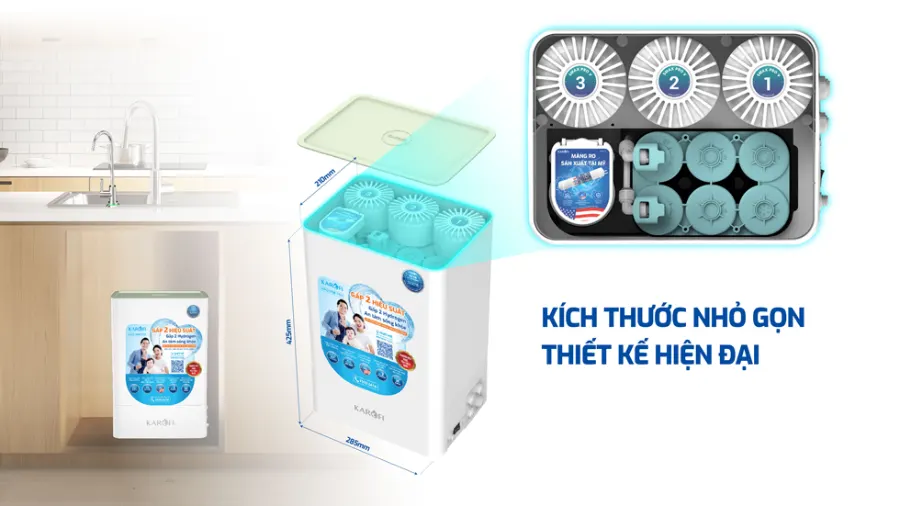 Thiết kế nhỏ gọn, hiện đại - Máy lọc nước Karofi KAQ-U98 PRO