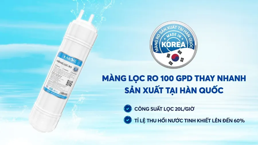Màng lọc RO 100 GPD Purifim chuẩn Hàn Quốc - Máy lọc nước nóng lạnh Karofi KAD-X60