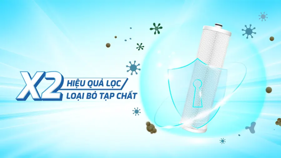 X2 hiệu quả lọc - Lõi lọc thô Karofi Smax Pro V3