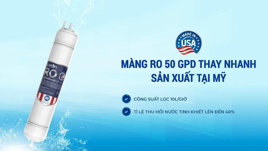 Màng RO 50 GPD thay nhanh sản xuất tại mỹ - Máy lọc nước Karofi KAQ-X18